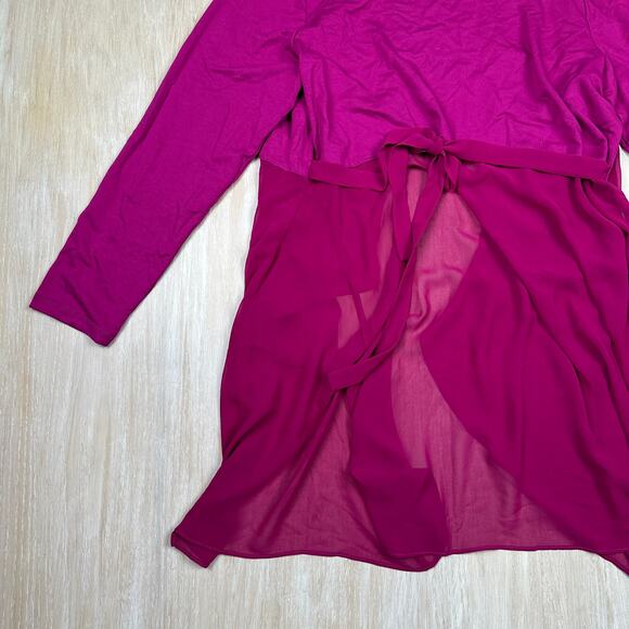 LOGO Lori Goldstein Magenta Long Sleeve Open Front Draped Pockets Cardigan XL - Picture 11 of 12
